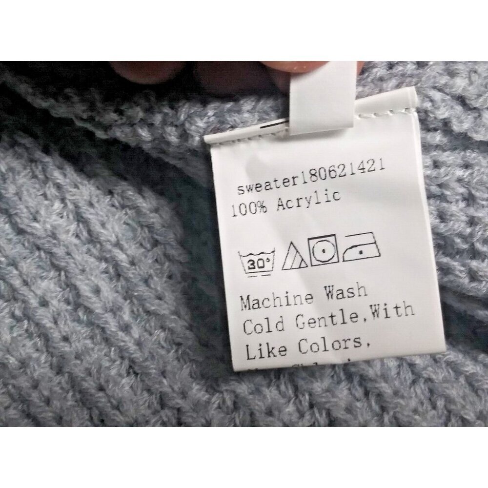 NWOT Womens Cropped cowlneck Sweater Lantern Sleeve Sz L Knit Pullover Gray NEW - Picture 8 of 9